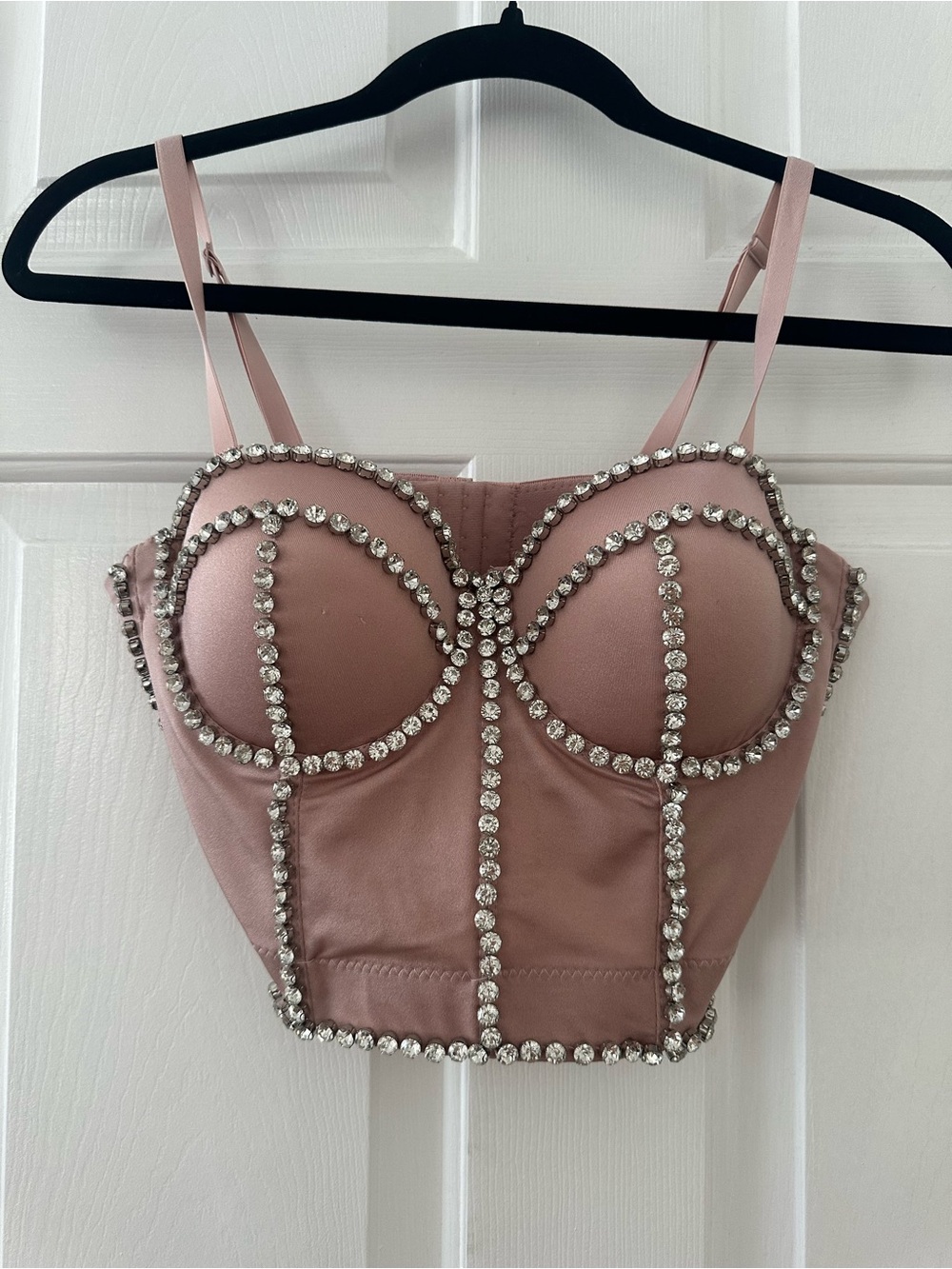 Embellished Blush Crop Bustier Top